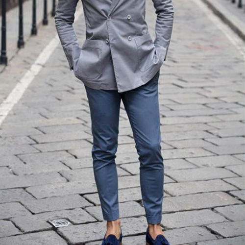 去购买 去购买 2,九分裤 休闲西装 豆豆鞋  低调的灰色西装搭配深色九