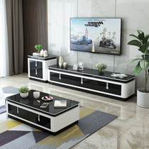 Yizhi modern simple new coffee table TV cabinet combination Small apartment tempered glass living room household coffee table table