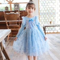 Ice and snow Chienties Aesha Princess Leia dress new girl dress Childrens dress Childrens spring dress Long sleeves foreign gown girl dress