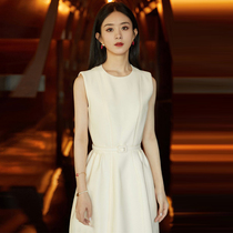 2021 Summer Zhao Liying the same milk white dress temperament is a thin and sweet French skirt
