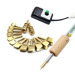 Leather crimper Brass electric hot edge trimming edge crimping wire temperature regulating electric soldering iron handmade leather art tools DIY