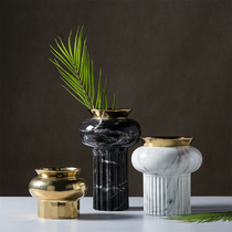 Nordic Light Luxurious Vases Gold Creative Marble Tattoo Modern TV Cabinet Table Flower Arrangement Dry Floral Decoration Pendulum