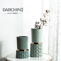Modern creative ceramic vase ornaments golden geometric living room flower arrangement flower arrangement simple Nordic home decorations
