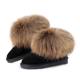 ເກີບໜັງແທ້ລະດູໜາວ Fox fur snow boots for women, fur one-piece short-tube raccoon fur anti-slip inner heightening snow cotton boots for women