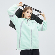 Outdoor lamb suede jacket woman hat winter plus suede thickened windproof warm and breathable loose big code casual blouse