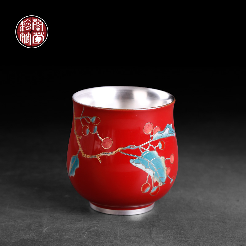 Tea is special masters cup ji red sample Tea cup ms ruby red single male silver mine loader 999 silver cups of jingdezhen