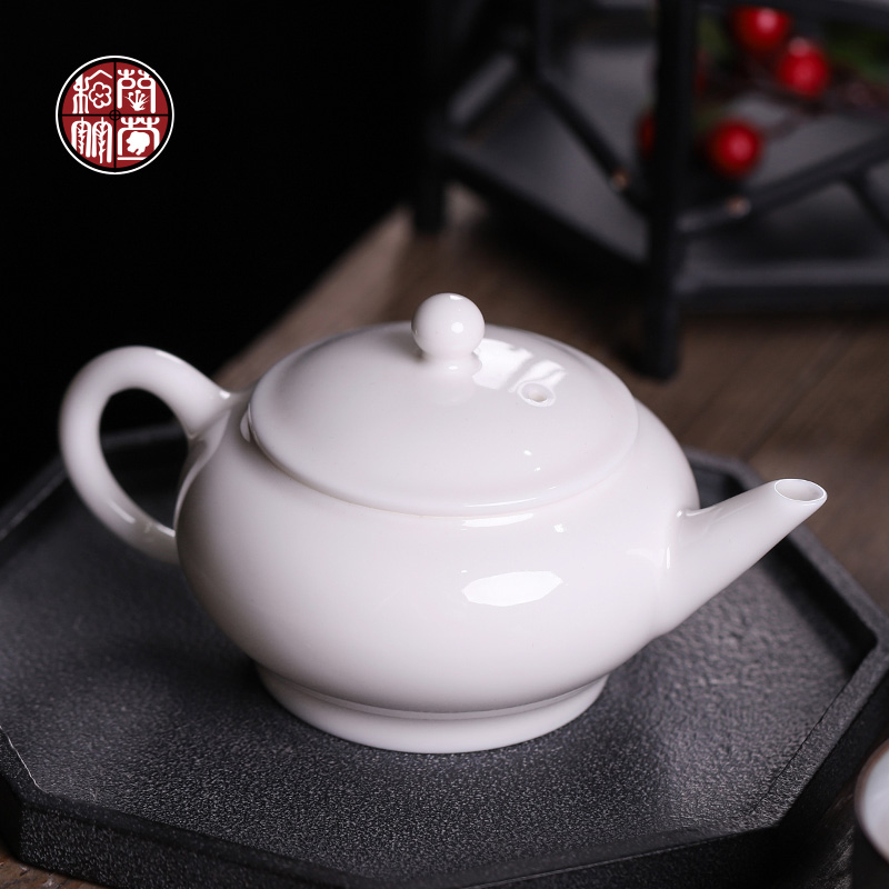 Dehua white porcelain beauty pot small suet jade of filter tea household ceramics kung fu tea tea pot single pot