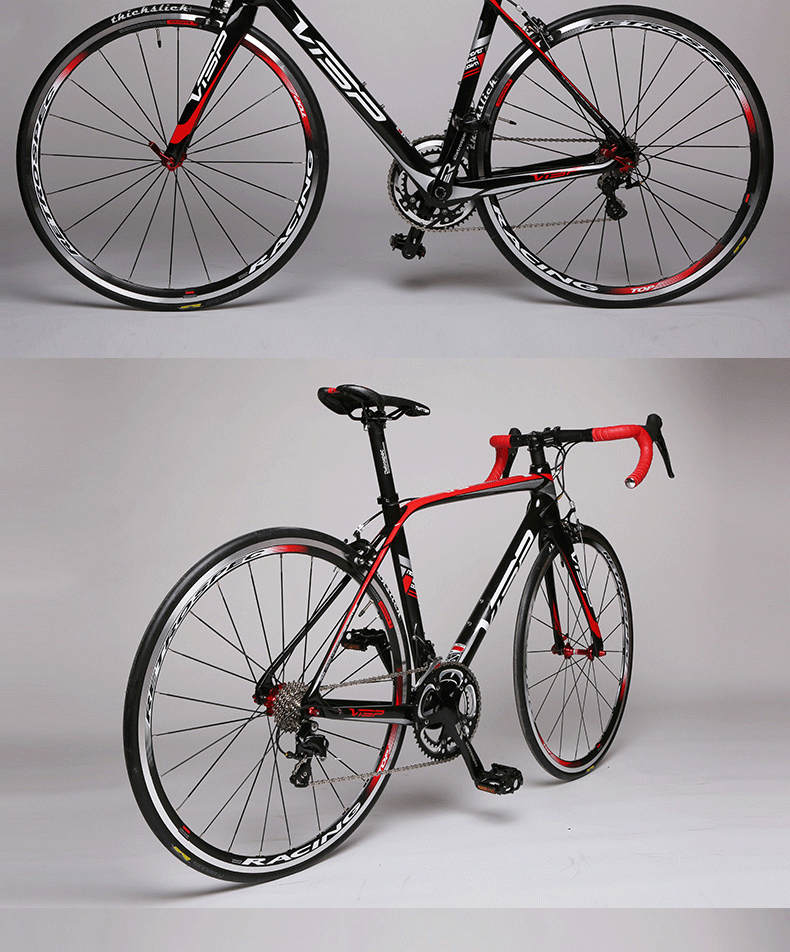 visp碳纤维公路车18/20/22速禧玛诺竞速超轻碳纤公路自行车v刹_7折