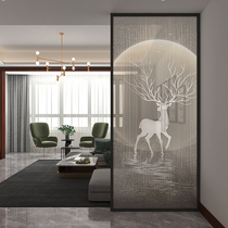 Customized modern minimal art glass screen partition room frosted light transmitted double-sided shoe cabinet opener light luxury