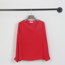 Chic lapel long sleeve chiffon shirt womens spring and summer new OL temperament commuter pullover womens shirt foreign style shirt