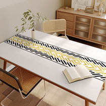 Nordic light luxury style table mat leather silicone waterproof and oil-proof disposable tablecloth tea mat thousand bird grid table mat long strip