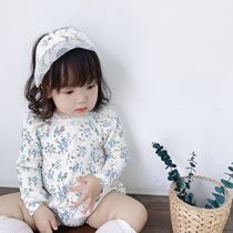 SonnyGirl female baby Korean version of floral one-piece triangle romper sweet lace climbing clothes bag fart clothes headdress