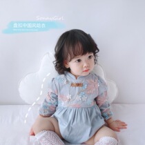 SonnyGirl infant spring and autumn new Chinese style cheongsam Haiyi Hanfu girls ancient style one-piece climbing suit