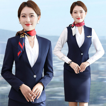 Air attendant professional suit female high-speed rail crew attendant uniform hotel front desk sales building property customer service service