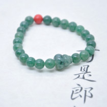 Nanyang JADE Dushan jade ice species SKY blue single jade bracelet card 8MM single jade round bead BRACELET CINNABAR BRACELET chain