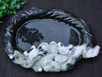 New natural jade Bafang Lai Cai years of wealth Dushan jade ashtray pen wash living room decoration