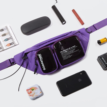 Tide brand niche design purple single shoulder bag male street hip hop sports waist bag female installed machine bag