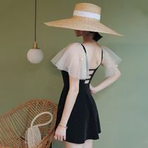 Swimsuit womens 2021 new fairy fan conservative one-piece skirt cover belly thin sexy plus size Korean ins swimsuit