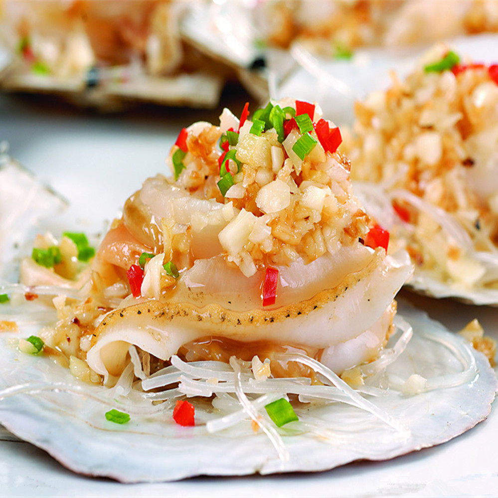 冷冻半壳虾夷蒜蓉粉丝扇贝 半成品 海鲜 宝宝贝直接蒸即可6个装