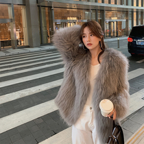 2021 autumn and winter new raccoon hair double-sided woven fur jacket womens medium-long Maomao haining young fashion