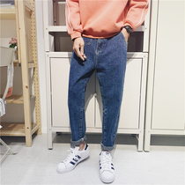 2020 spring new stretch jeans mens slim trend Harun long pants young students burst handsome down pants