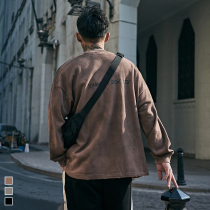 Furnace 2021 spring new do old wash sweaters men loose American trend round neck jacket