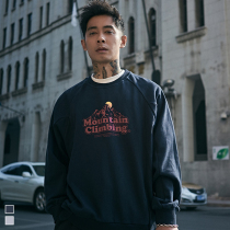 Furnace spring American retro printed round neck sweater mens trend casual jumper student couple bf wind long sleeve