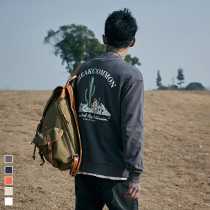 Furnace spring new fake two pieces irregular hem round neck sweater mens Korean trend print jacket