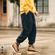 Furnace winter new solid color trousers mens casual Joker pants youth Japanese tooling Harlem pants tide