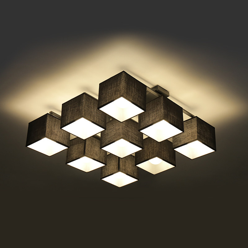 现代简约客厅吸顶灯方形 led卧室房间书房灯罩布艺韩式灯具灯饰