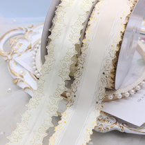 3 8cm wide beige star pattern ribbon diy handmade bajituo badge millet decorative ribbon