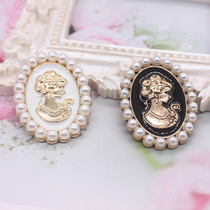 Retro Beauty Head Bow Knot Pearl Flower Plate Alloy Accessories DIY Ornaments