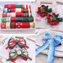 Christmas handmade diy to make childrens ribbon bow hair accessories hair clips hair clip bar jito making material package
