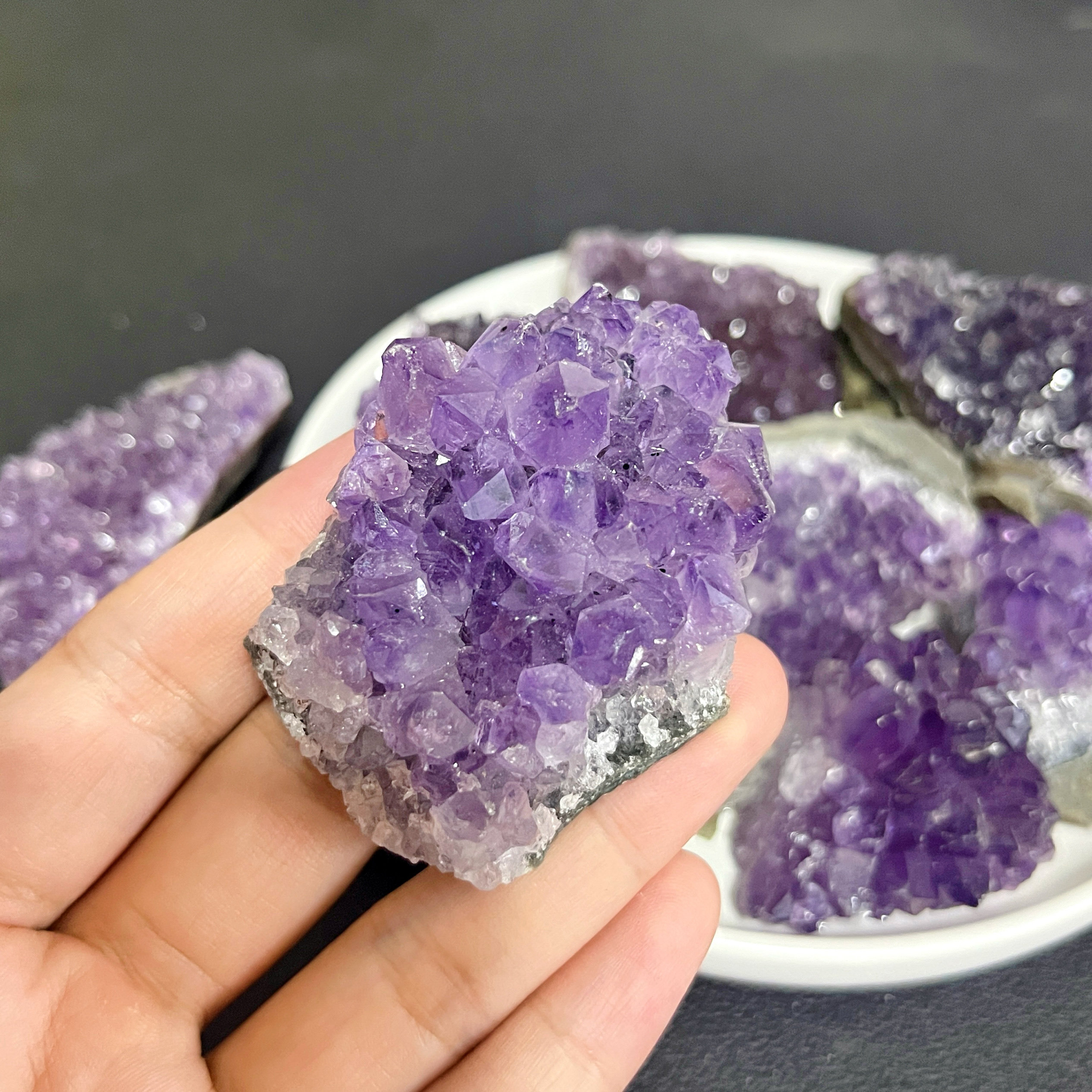 天然紫水晶簇原石摆件乌拉圭紫晶洞聚宝盆家居装饰品矿标矿物晶体