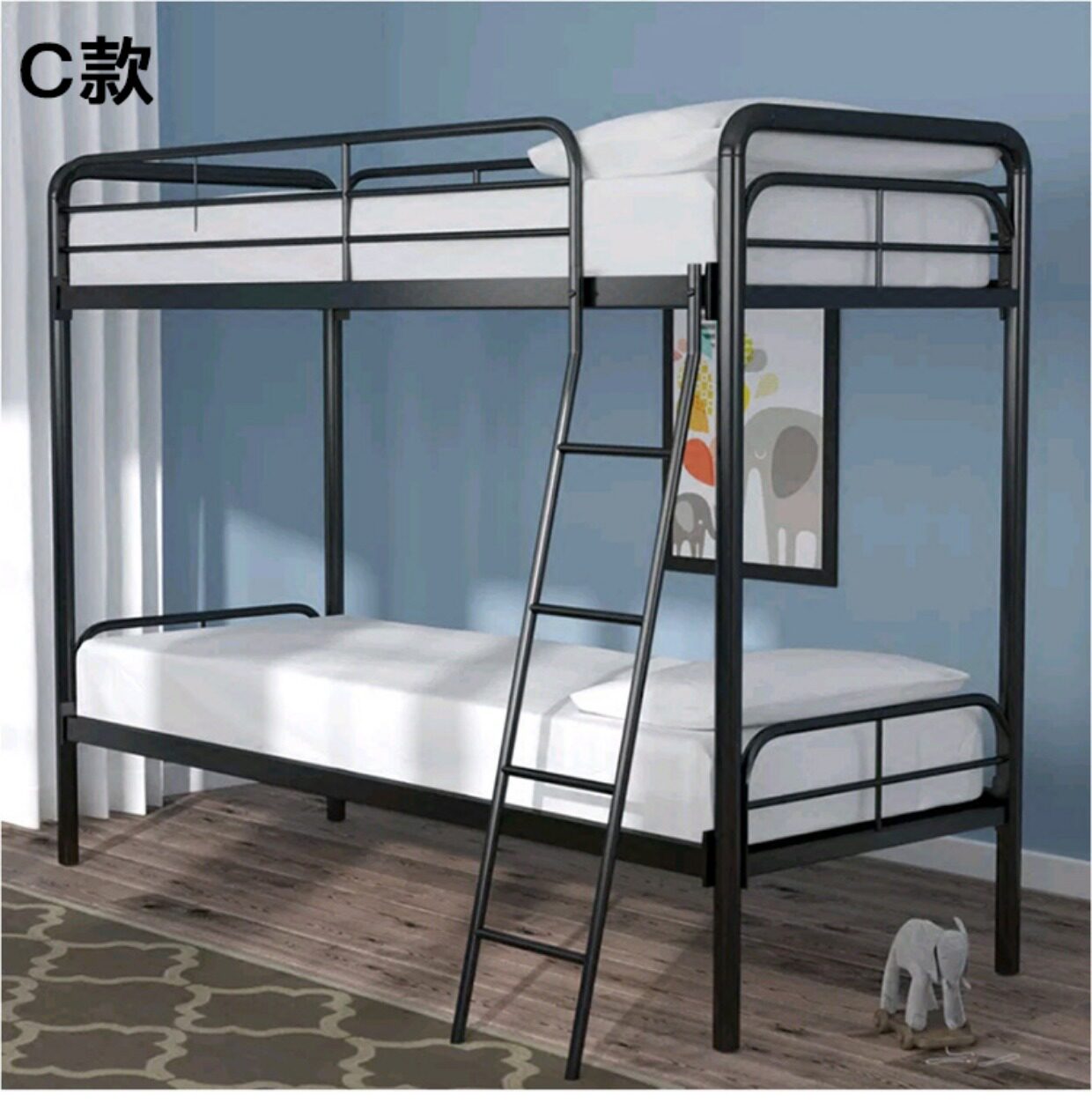 上下铺铁床员工宿舍 铁艺床双人双层床成人高低床铁架床1米单人床_双