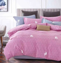 Pink cute fresh warm deer long staple cotton cotton cotton bedding sheets bed sheet quilt cover pillowcase four-piece set custom