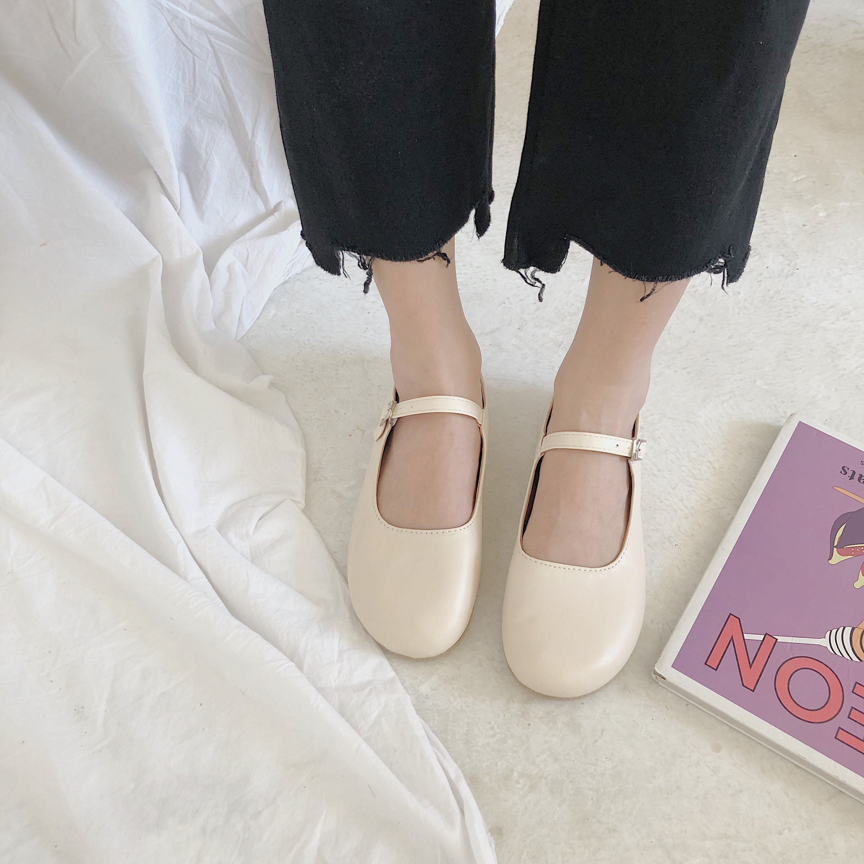 南在南方女鞋2020新款圆头单鞋平底鞋百搭软底舒适森女奶奶鞋潮