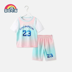 彩虹叮当儿童速干运动套装2024夏季新款男童夏装套装篮球服宝宝价格比较