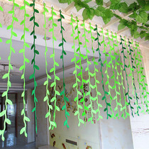 Kindergarten spring charm pendant Primary school corridor classroom maple leaf clover wicker ring creative decoration green tree leaves