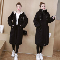 2020 winter new plus size maternity clothes loose in the long cotton coat net red lambskin coat 200 pounds
