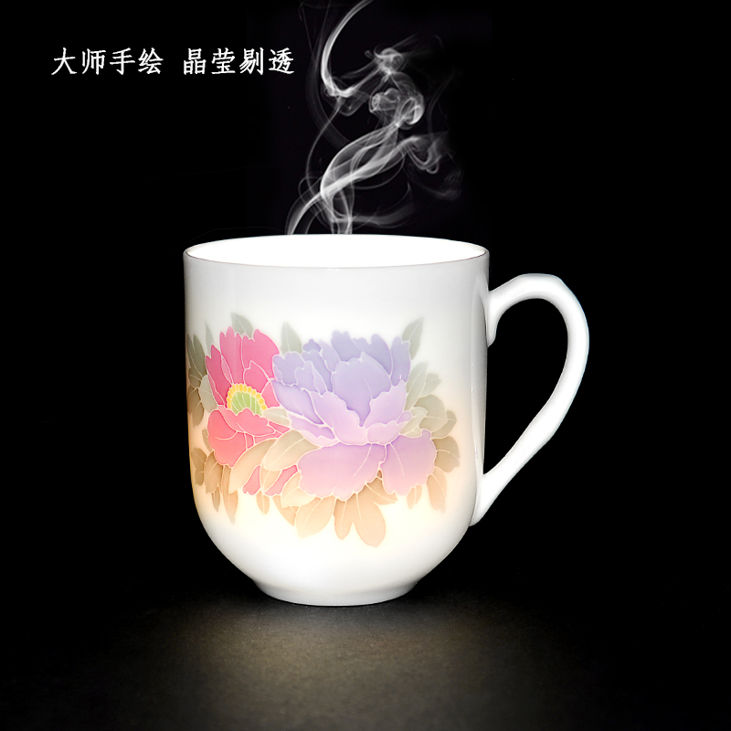 Under the liling porcelain glaze color ceramic cups with cover of pure hand - made harmony cup meeting office household gifts can be customized