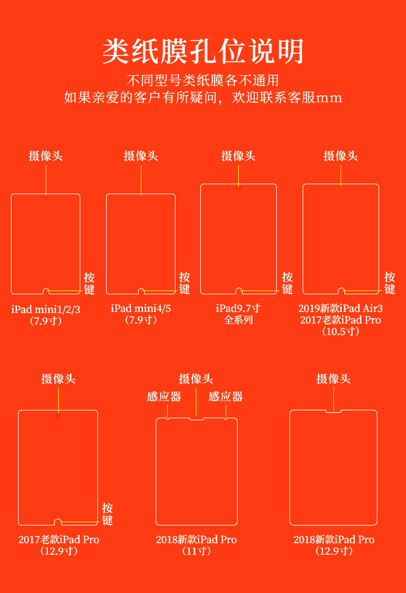 iPad全面屏手绘膜全英寸