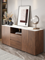 Nordic minimalist rock board Dining Side Cabinet Walnuts Wood Color Storage Wine Cabinet Close to wall Home Kitchen Disposal Tea Shui Suxuan Cabinet