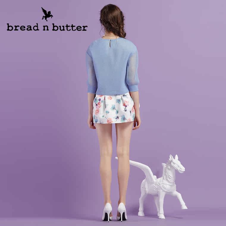 【新品首发】bread n butter面包黄油品牌女装网格镂空短款上衣女