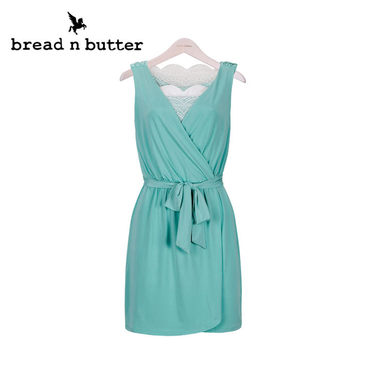 【商场同款】bread n butter面包黄油品牌女装露肩短款系带连衣裙