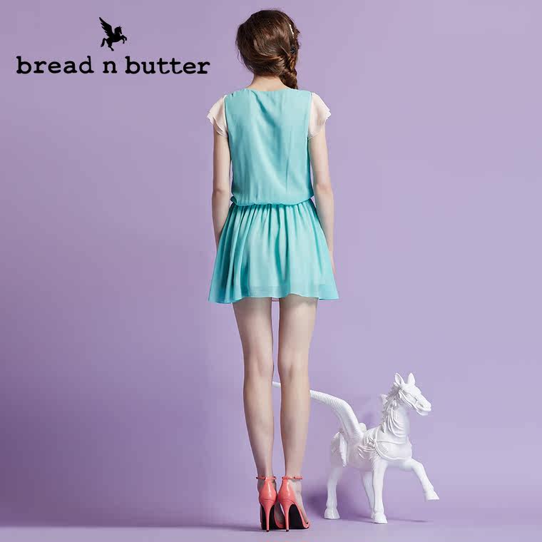 【商场同款】bread n butter面包黄油品牌女装时尚拼色气质连衣裙