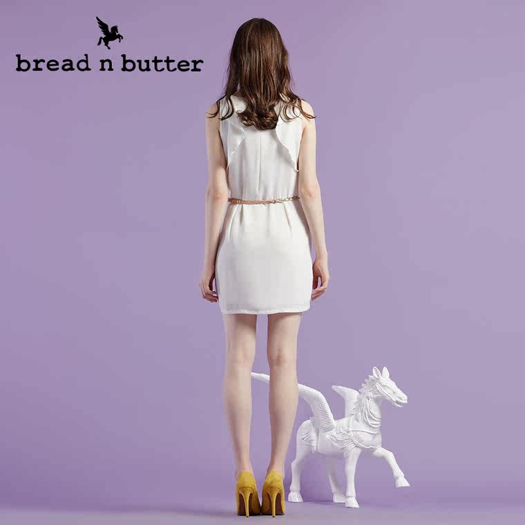 【商场同款】bread n butter面包黄油品牌女装时尚雪纺无袖连衣裙