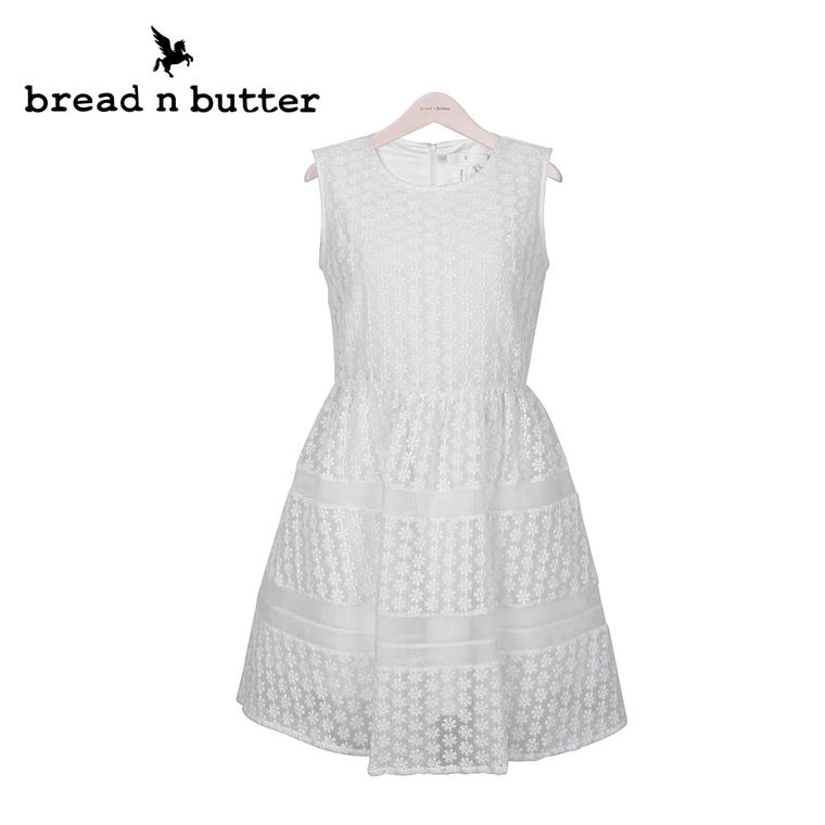 【新品首发】bread n butter面包黄油品牌女装无袖圆领绣花连衣裙