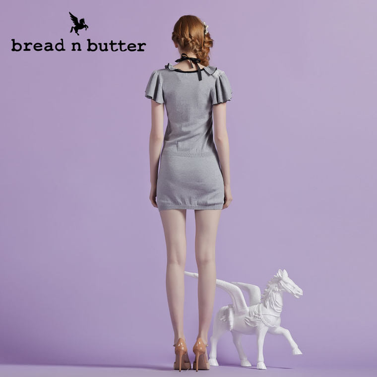 【商场同款】bread n butter面包黄油品牌女装修身荷叶袖连衣裙女