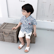 Boys short-sleeved shirt Western style baby summer clothes BAO WEN shirt Childrens summer top Korean version 2019 NEW